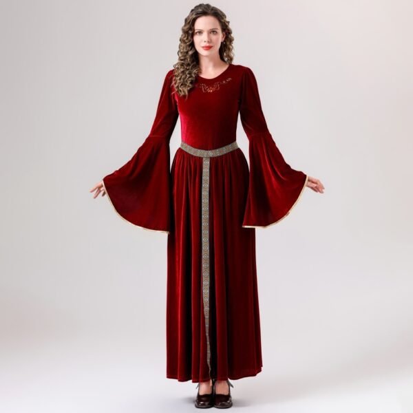 Medieval Clothing Adult Women's Retro Court Queen Long Dress Costumes - Image 3