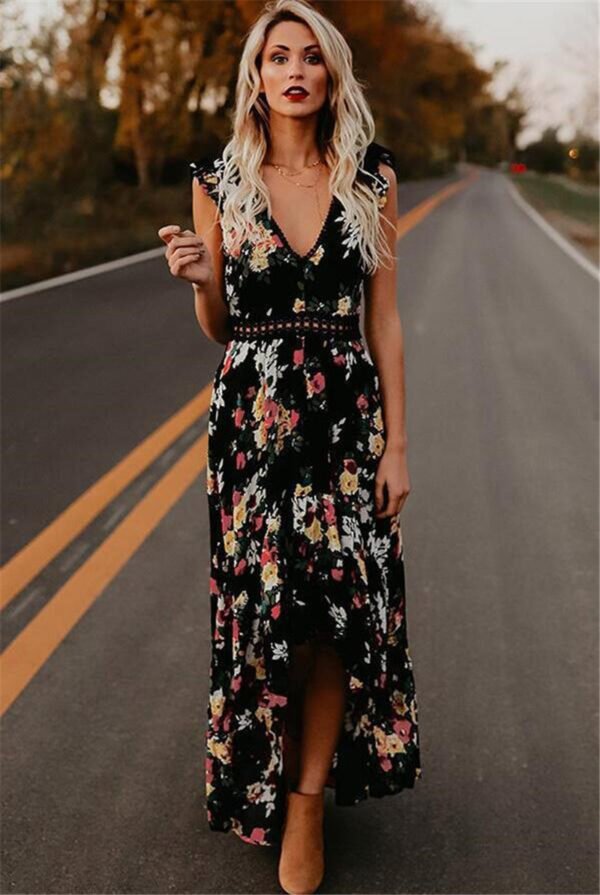 Sleeveless printing irregular dress - Image 4