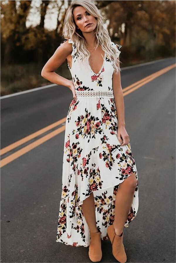 Sleeveless printing irregular dress - Image 2
