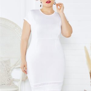 Sexy Xl Women'S Pencil Skirt Dress Solid Color Mesh Stitching Skirt