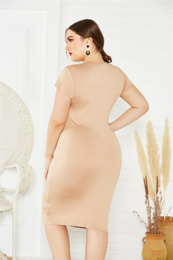 Sexy Xl Women'S Pencil Skirt Dress Solid Color Mesh Stitching Skirt - Image 4
