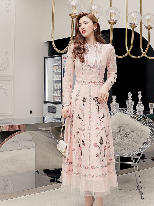 Temperament Skirt Heavy Embroidered Thin Dress - Image 2