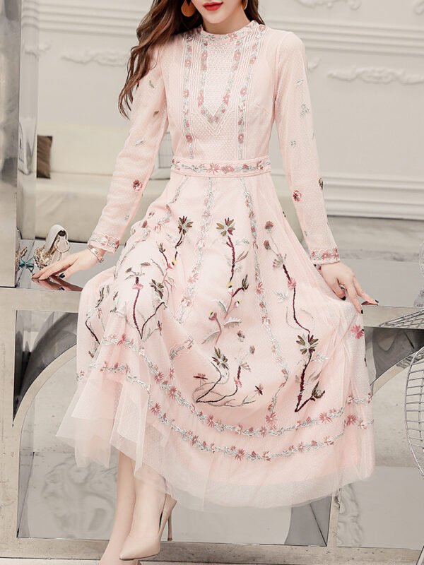 Temperament Skirt Heavy Embroidered Thin Dress - Image 5
