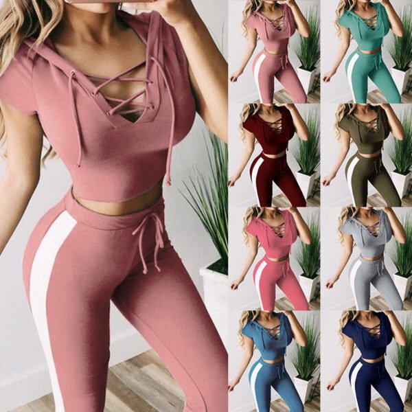 Solid color sportswear suit - Image 2