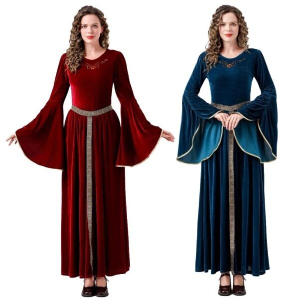Medieval Clothing Adult Women's Retro Court Queen Long Dress Costumes - Image 2