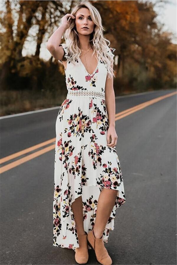 Sleeveless printing irregular dress - Image 5