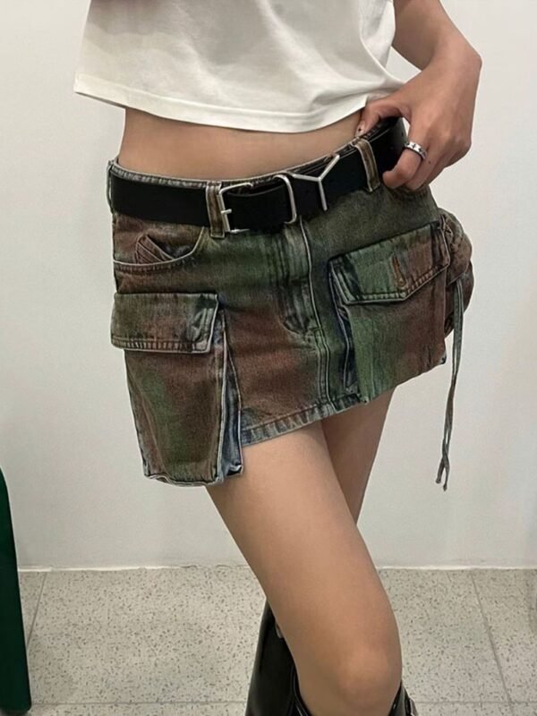 Summer Worn-out Heavy Industry Spray Painting Work Attire Slimming Denim Skirt - Image 5